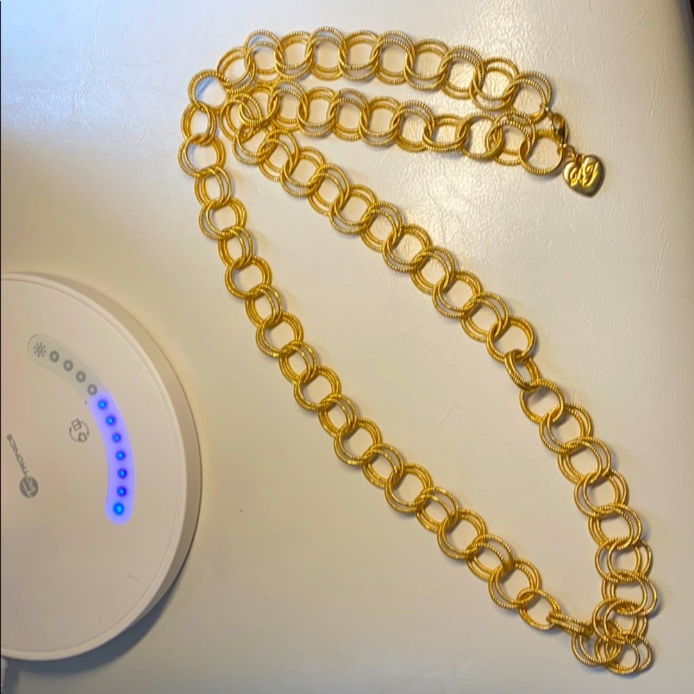 Betsey Johnson long gold tone necklace